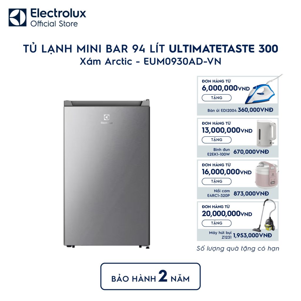 Tủ lạnh Electrolux mini 94L UltimateTaste 300 Xám Arctic EUM0930AD-VN Electrolux