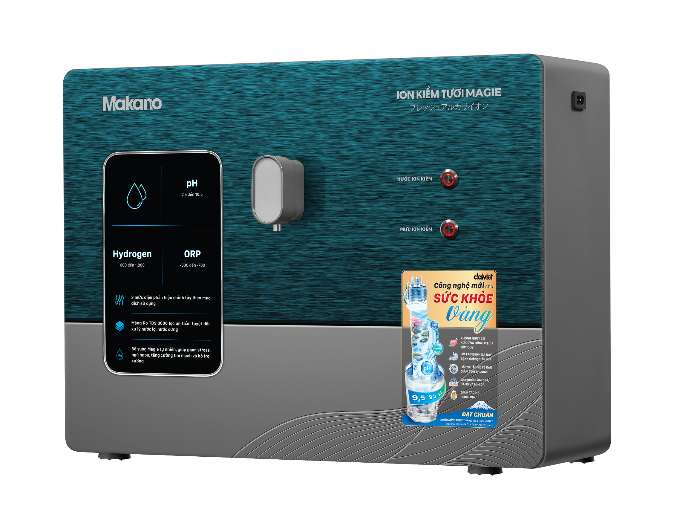 mn072-0 Máy treo tường để bàn ion kiềm tươi magie Makano MN072 – Tích hợp 3 công nghệ hiện đại MN072 Makano