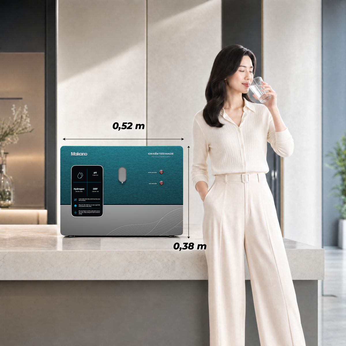 Máy treo tường để bàn ion kiềm tươi magie Makano MN072 – Tích hợp 3 công nghệ hiện đại MN072 Makano