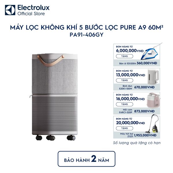 Máy lọc không khí Electrolux cỡ lớn phòng 60m² Pure A9 PA91-406GY Electrolux