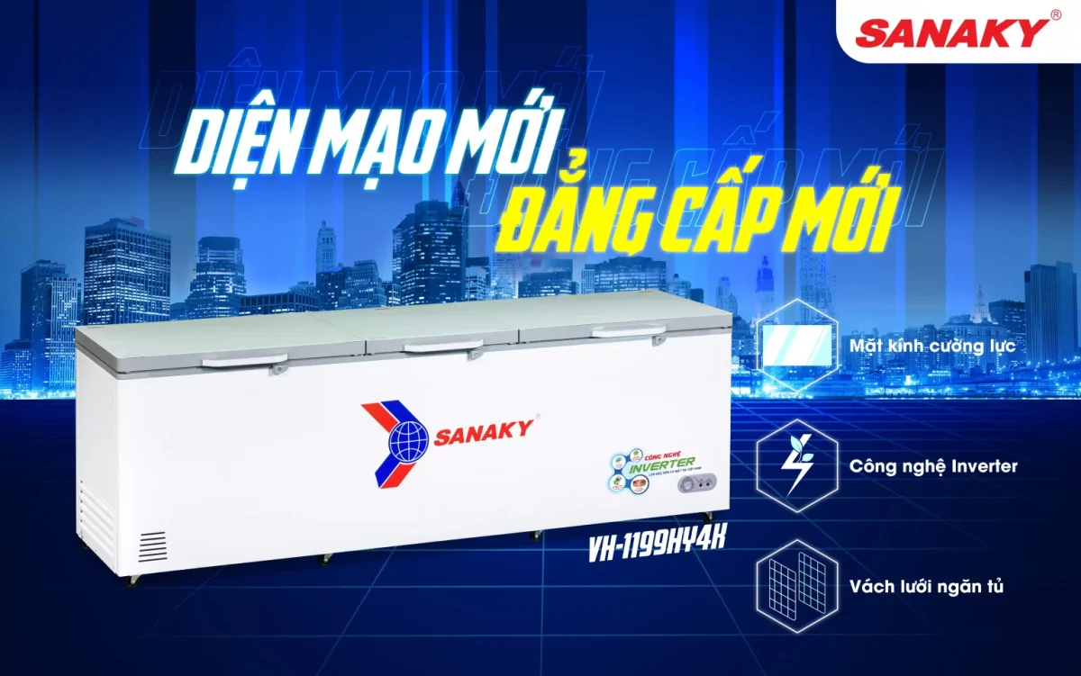 Tủ đông Sanaky VH-1199HY4K inverter 900 lít 1 ngăn đông VH-1199HY4K Sanaky