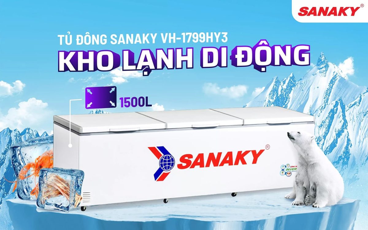 Tủ đông Sanaky VH-1799HY3 1500 lít inverter 1 ngăn đông VH-1799HY3 Sanaky