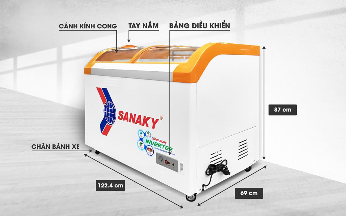Tủ đông Sanaky VH-4899K3B mặt kính 350 lít inverter 1 ngăn VH-4899K3B Sanaky