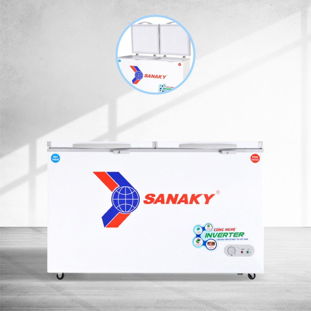 Tủ đông Sanaky VH-5699W3 inverter 365 lít 2 ngăn đông mát VH-5699W3 Sanaky