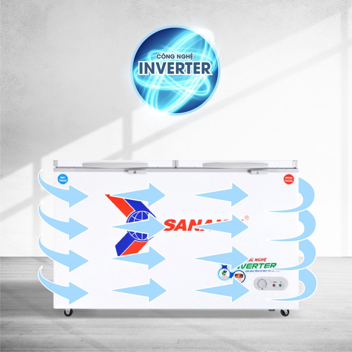 Tủ đông Sanaky VH-5699W3 inverter 365 lít 2 ngăn đông mát VH-5699W3 Sanaky