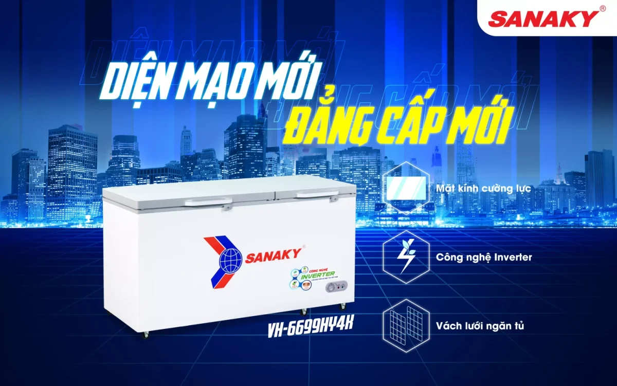 Tủ đông Sanaky VH-6699HY4K inverter 530 lít 1 ngăn đông VH-6699HY4K Sanaky