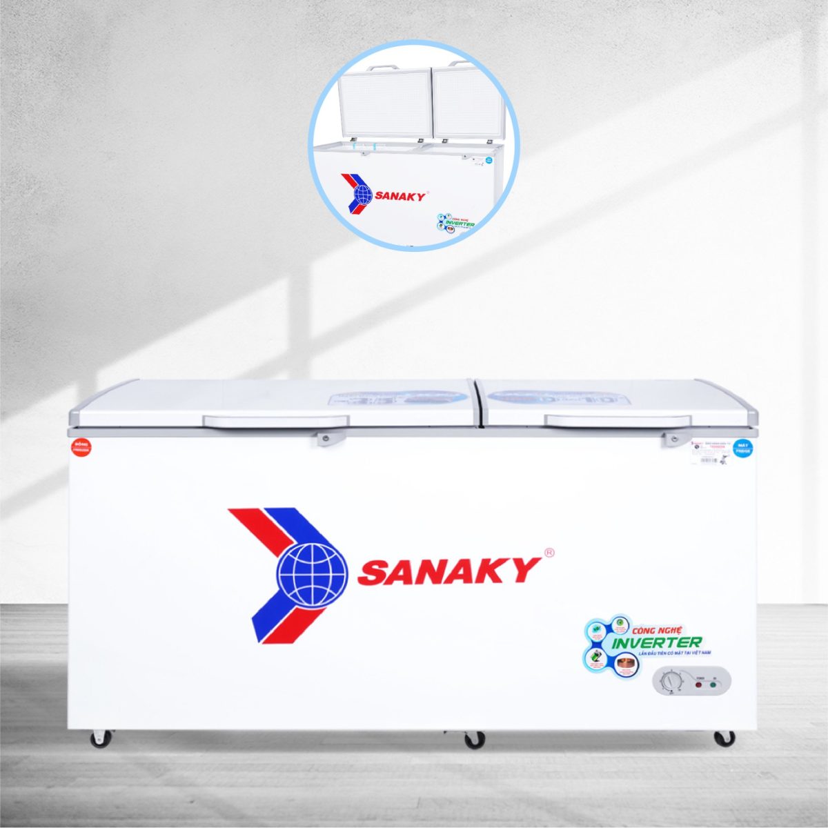 Tủ đông Sanaky VH-6699W3 inverter 485 lít 2 ngăn đông mát VH-6699W3 Sanaky