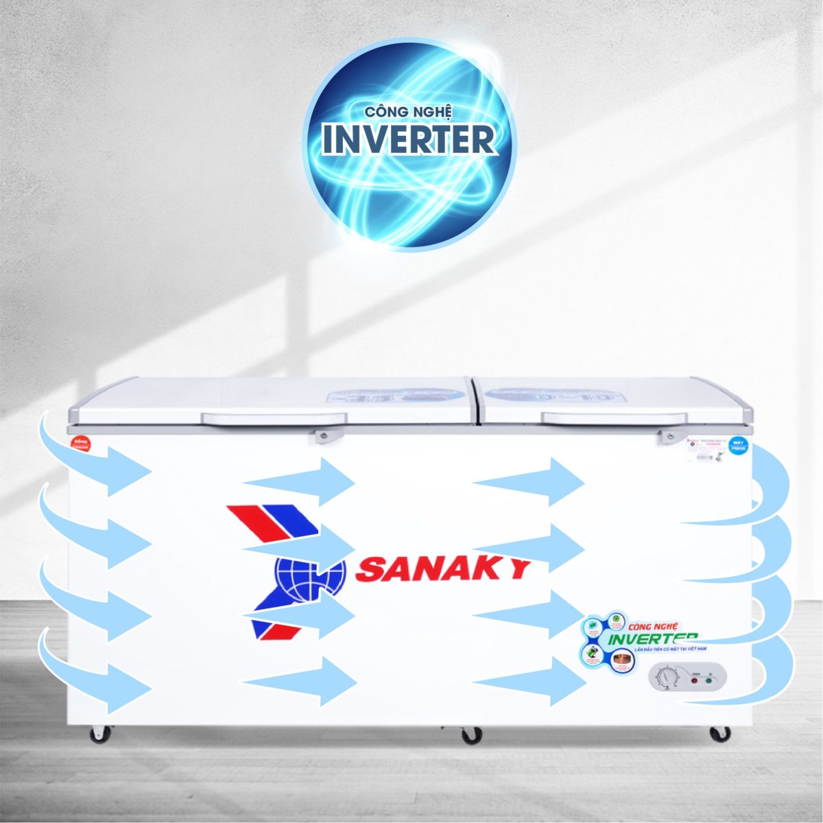 Tủ đông Sanaky VH-6699W3 inverter 485 lít 2 ngăn đông mát VH-6699W3 Sanaky