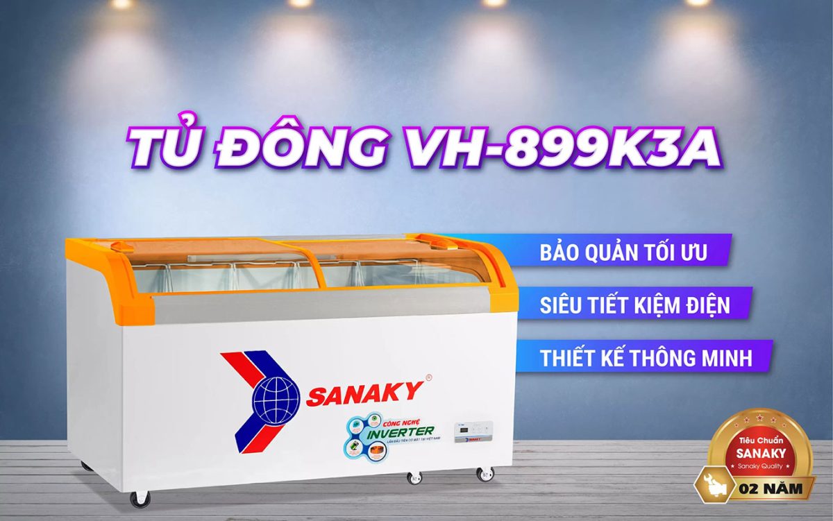 Tủ đông Sanaky VH-899K3A 500 lít mặt kính inverter 1 ngăn đông VH-899K3A Sanaky
